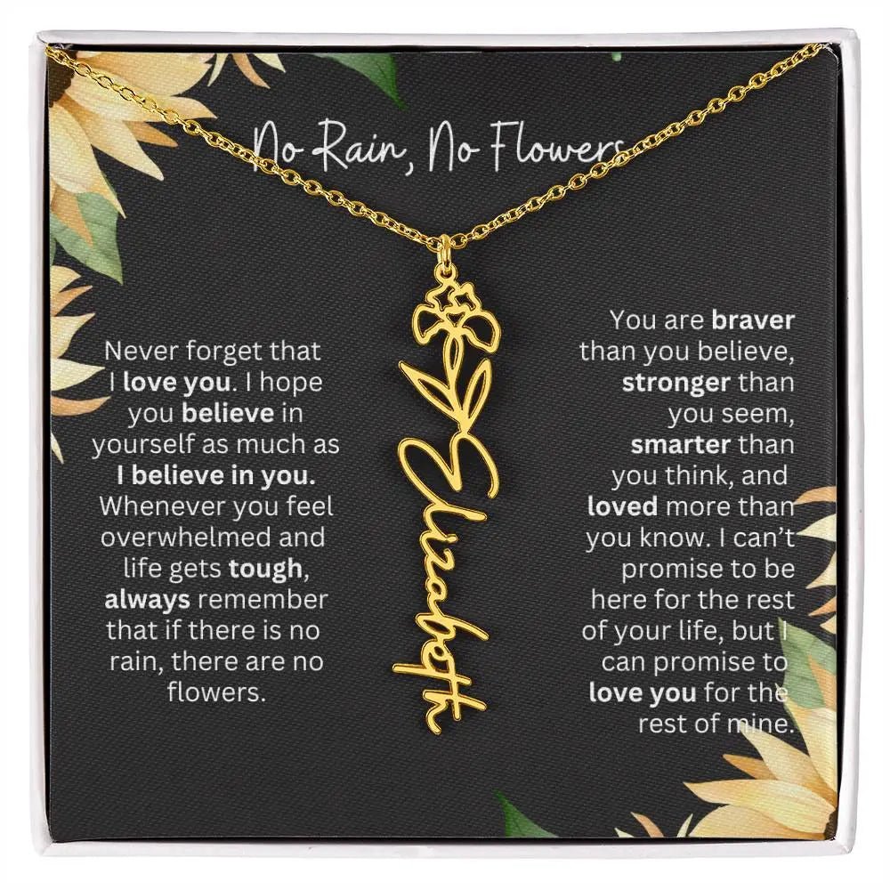 Birth Flower Necklace With Name I No Rain - No Flowers | Personalized Gift for Grandma - Ever Trendy Essentials