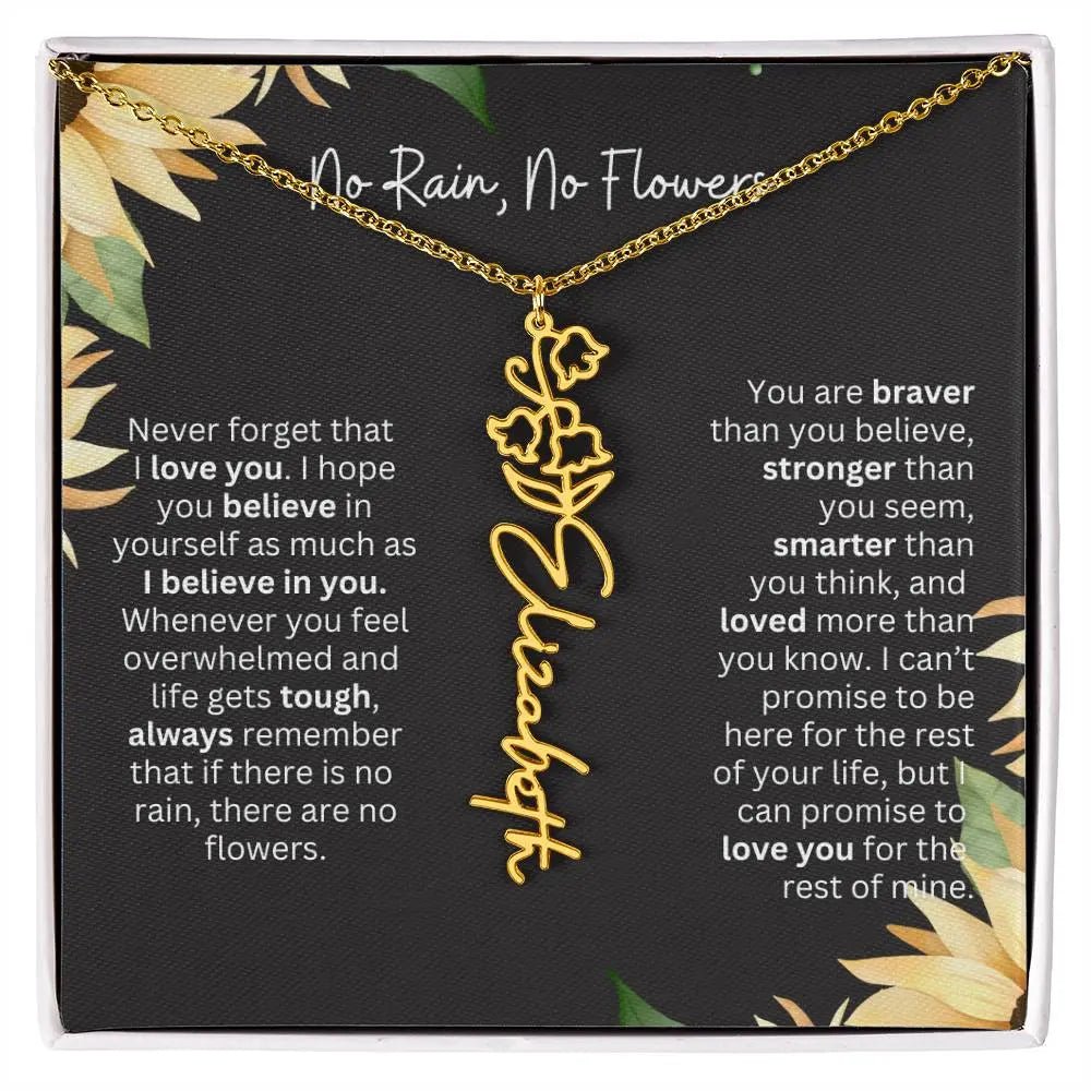 Birth Flower Necklace With Name I No Rain - No Flowers | Personalized Gift for Grandma - Ever Trendy Essentials