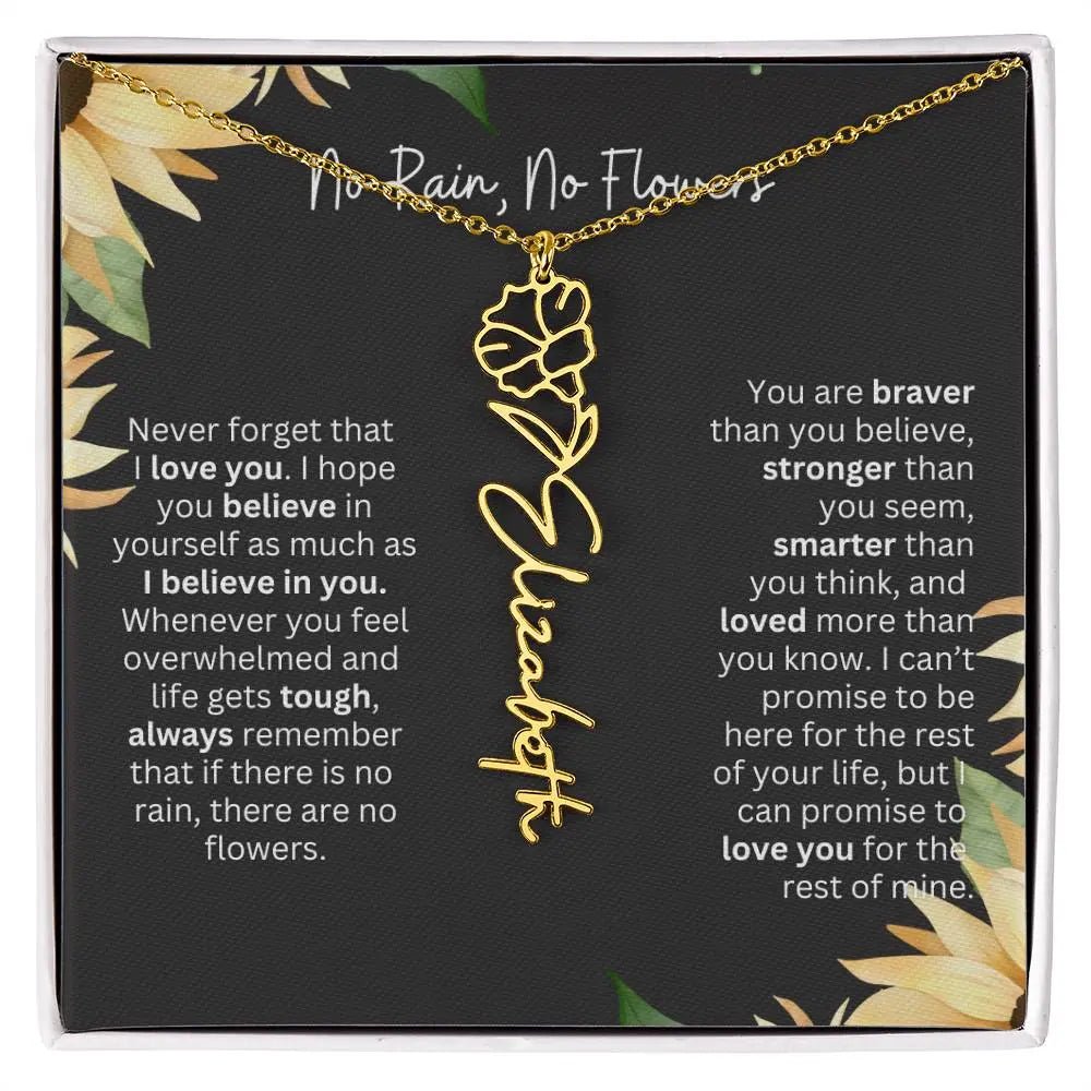 Birth Flower Necklace With Name I No Rain - No Flowers | Personalized Gift for Grandma - Ever Trendy Essentials