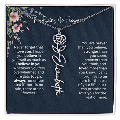 Birth Flower Necklace With Name I No Rain - No Flowers | Unique Jewelry for Daughter from Dad - Ever Trendy Essentials
