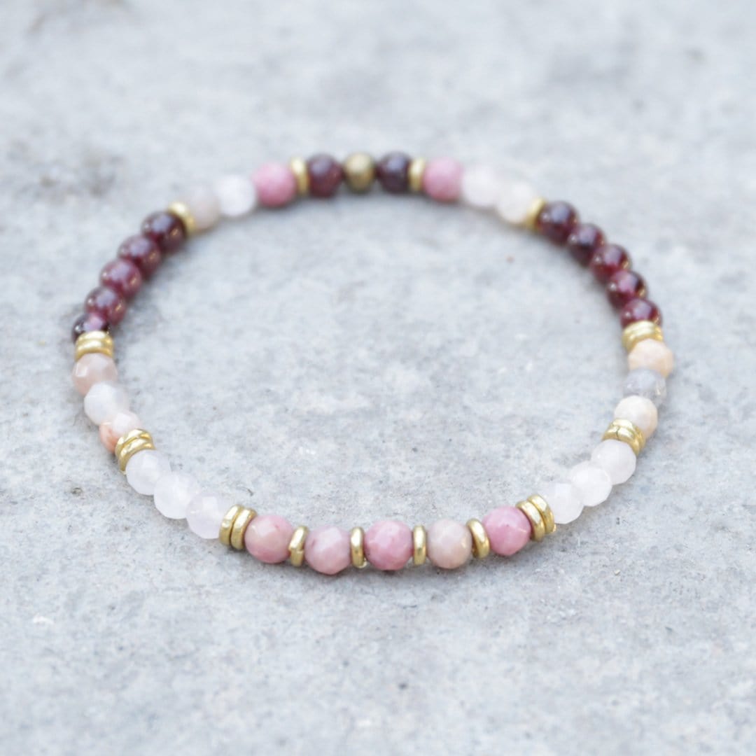 "Love & Self Love" Garnet and Rose Quartz Delicate Bracelet