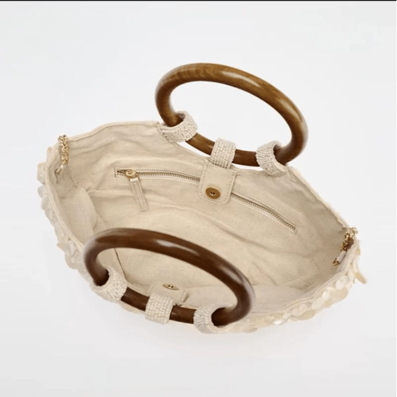 Brand Exquisite Double - sided Shell Handbag | Luxury Handmade Large Capacity Shell Crossbody Clutch Bag (Wooden Handle & Tote) - Ever Trendy Essentials