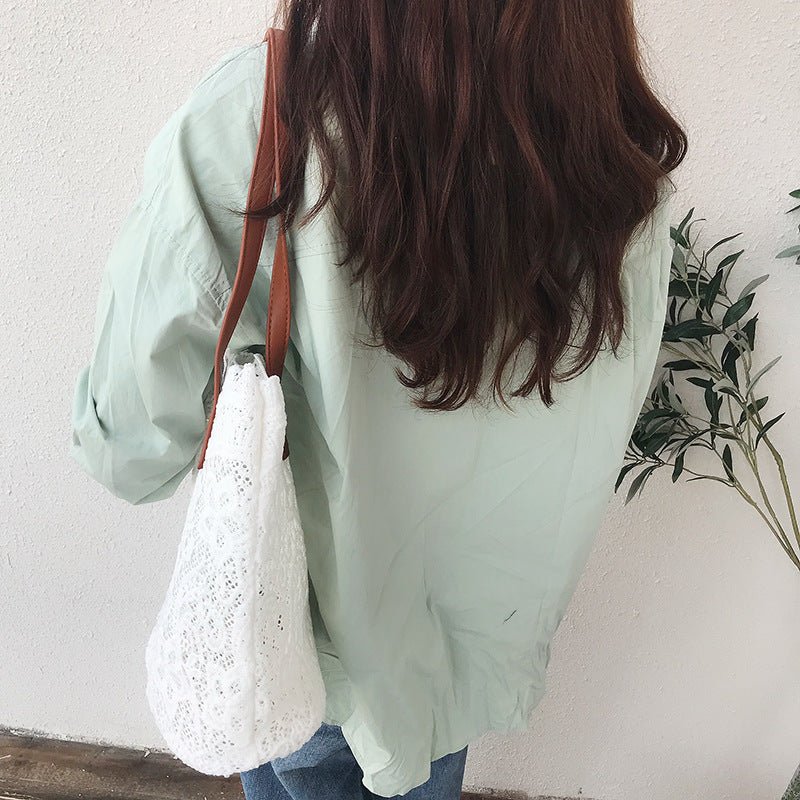 Bucket Shoulder Bag for Women | Lace Summer Korean Lace Elegant Women Tote & Shopping Female Bags (Lady Handbag & Female Beach Bag) - Ever Trendy Essentials