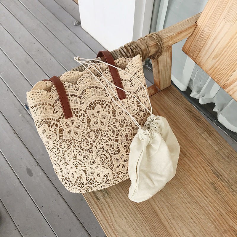 Bucket Shoulder Bag for Women | Lace Summer Korean Lace Elegant Women Tote & Shopping Female Bags (Lady Handbag & Female Beach Bag) - Ever Trendy Essentials