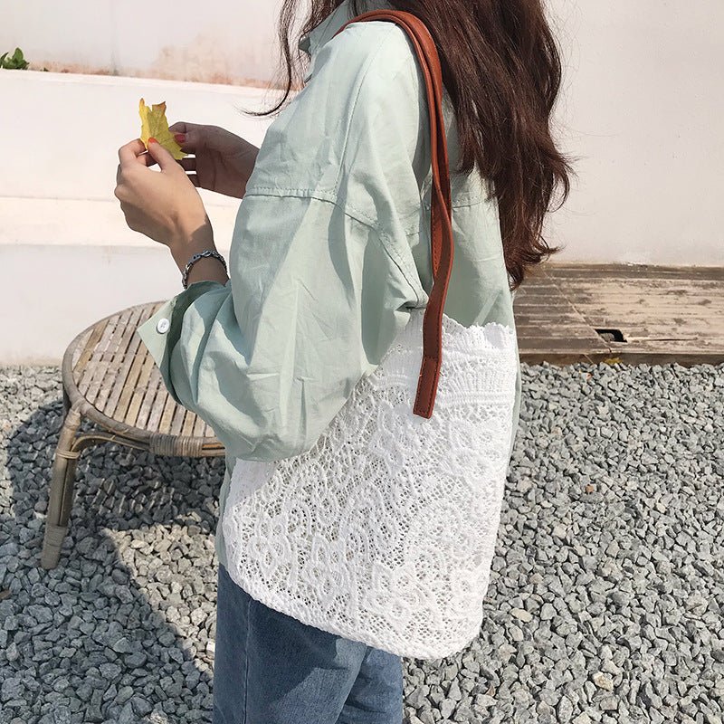 Bucket Shoulder Bag for Women | Lace Summer Korean Lace Elegant Women Tote & Shopping Female Bags (Lady Handbag & Female Beach Bag) - Ever Trendy Essentials
