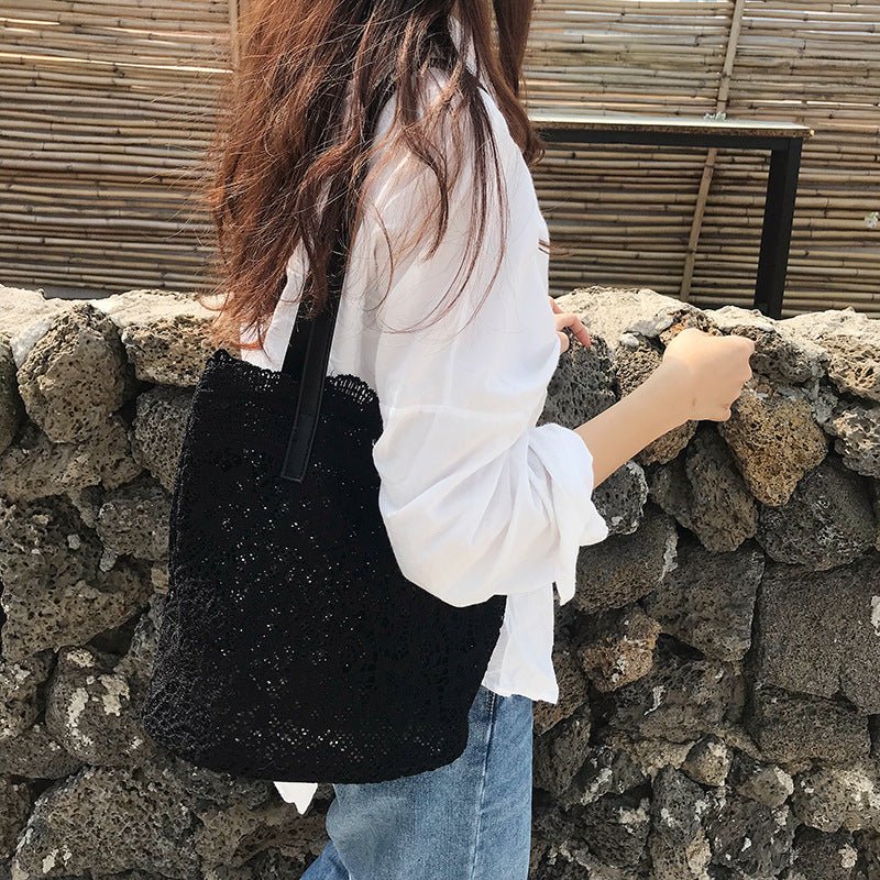 Bucket Shoulder Bag for Women | Lace Summer Korean Lace Elegant Women Tote & Shopping Female Bags (Lady Handbag & Female Beach Bag) - Ever Trendy Essentials