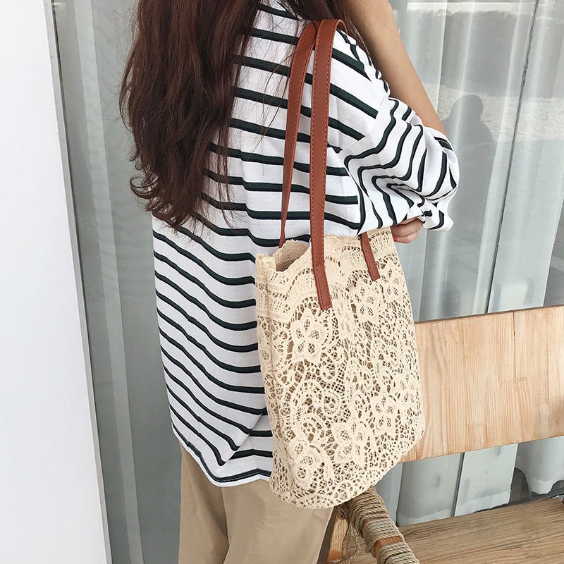 Bucket Shoulder Bag for Women | Lace Summer Korean Lace Elegant Women Tote & Shopping Female Bags (Lady Handbag & Female Beach Bag) - Ever Trendy Essentials
