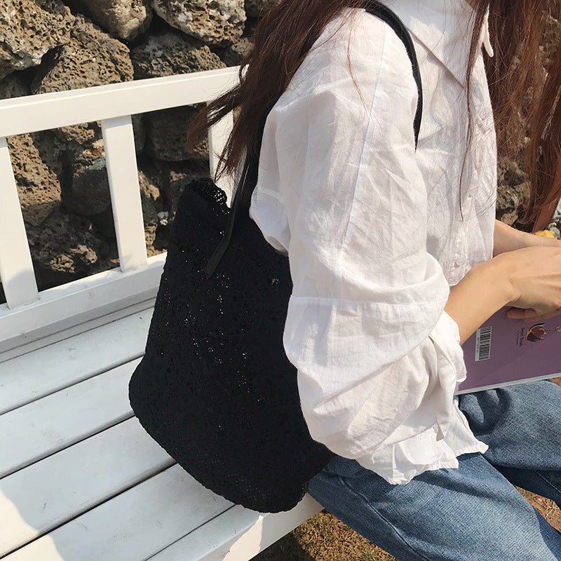 Bucket Shoulder Bag for Women | Lace Summer Korean Lace Elegant Women Tote & Shopping Female Bags (Lady Handbag & Female Beach Bag) - Ever Trendy Essentials