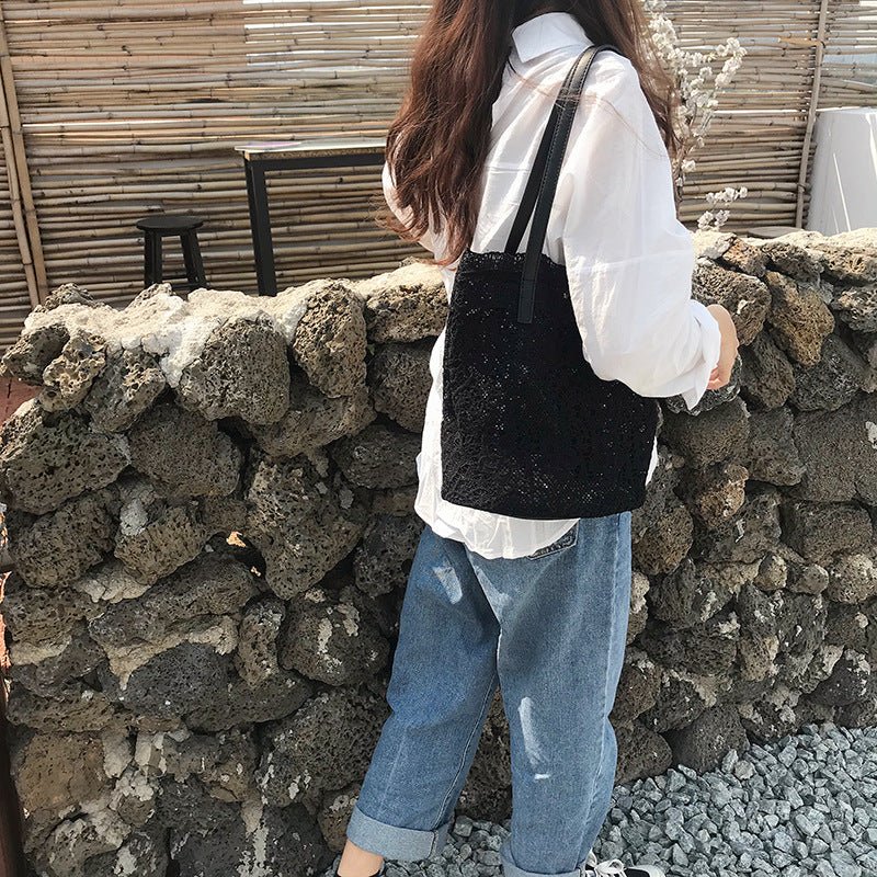 Bucket Shoulder Bag for Women | Lace Summer Korean Lace Elegant Women Tote & Shopping Female Bags (Lady Handbag & Female Beach Bag) - Ever Trendy Essentials