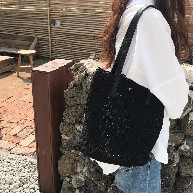 Bucket Shoulder Bag for Women | Lace Summer Korean Lace Elegant Women Tote & Shopping Female Bags (Lady Handbag & Female Beach Bag) - Ever Trendy Essentials