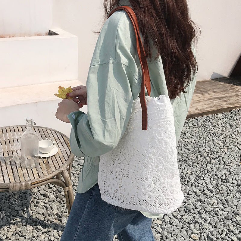 Bucket Shoulder Bag for Women | Lace Summer Korean Lace Elegant Women Tote & Shopping Female Bags (Lady Handbag & Female Beach Bag) - Ever Trendy Essentials