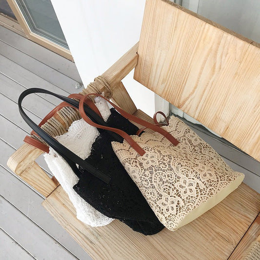Bucket Shoulder Bag for Women | Lace Summer Korean Lace Elegant Women Tote & Shopping Female Bags (Lady Handbag & Female Beach Bag) - Ever Trendy Essentials