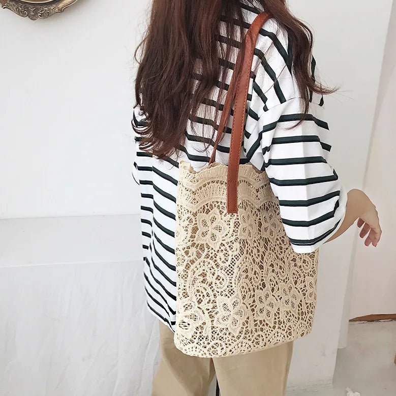 Bucket Shoulder Bag for Women | Lace Summer Korean Lace Elegant Women Tote & Shopping Female Bags (Lady Handbag & Female Beach Bag) - Ever Trendy Essentials