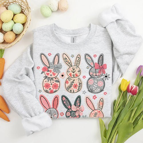 Coquette Easter Bunny Floral Sweatshirts - Ever Trendy Essentials