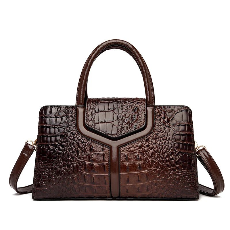 Crocodile Embossed Leather Messenger Bag - Ever Trendy Essentials