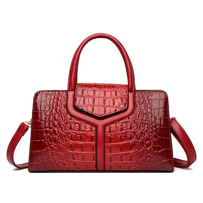 Crocodile Embossed Leather Messenger Bag - Ever Trendy Essentials