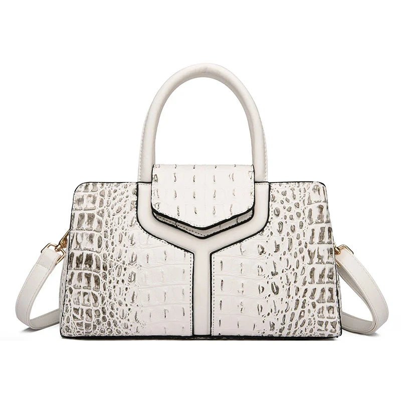 Crocodile Embossed Leather Messenger Bag - Ever Trendy Essentials