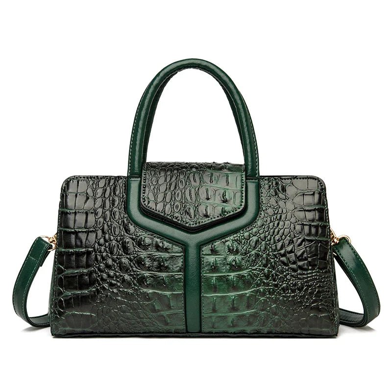 Crocodile Embossed Leather Messenger Bag - Ever Trendy Essentials