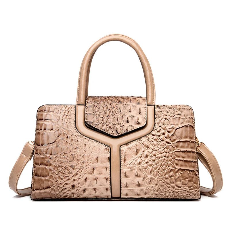 Crocodile Embossed Leather Messenger Bag - Ever Trendy Essentials