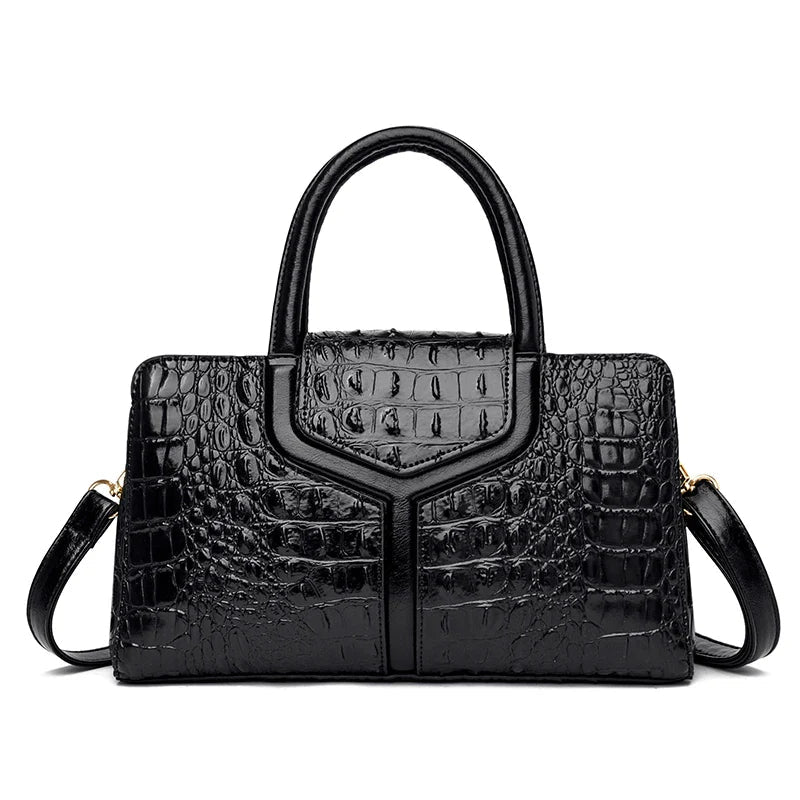 Crocodile Embossed Leather Messenger Bag - Ever Trendy Essentials