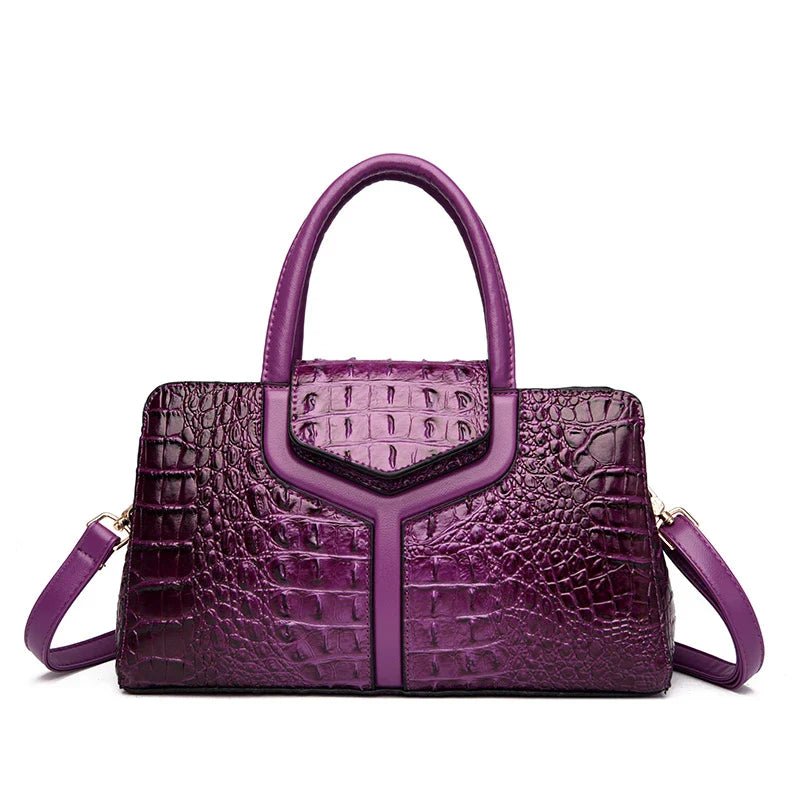 Crocodile Embossed Leather Messenger Bag - Ever Trendy Essentials