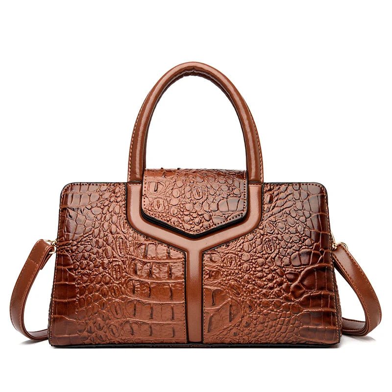Crocodile Embossed Leather Messenger Bag - Ever Trendy Essentials