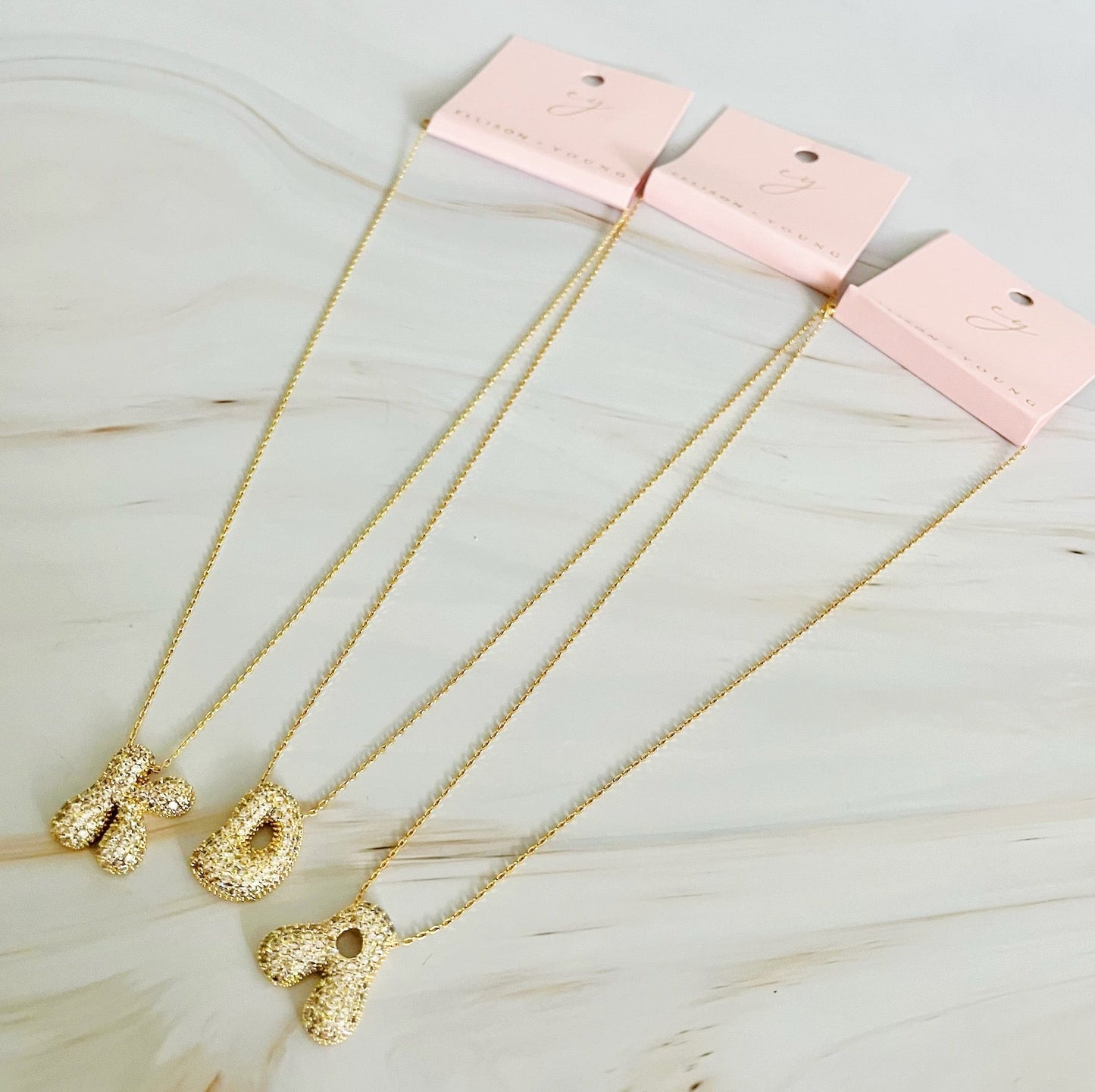 Crystal Bubble Initial Necklace - Ever Trendy Essentials