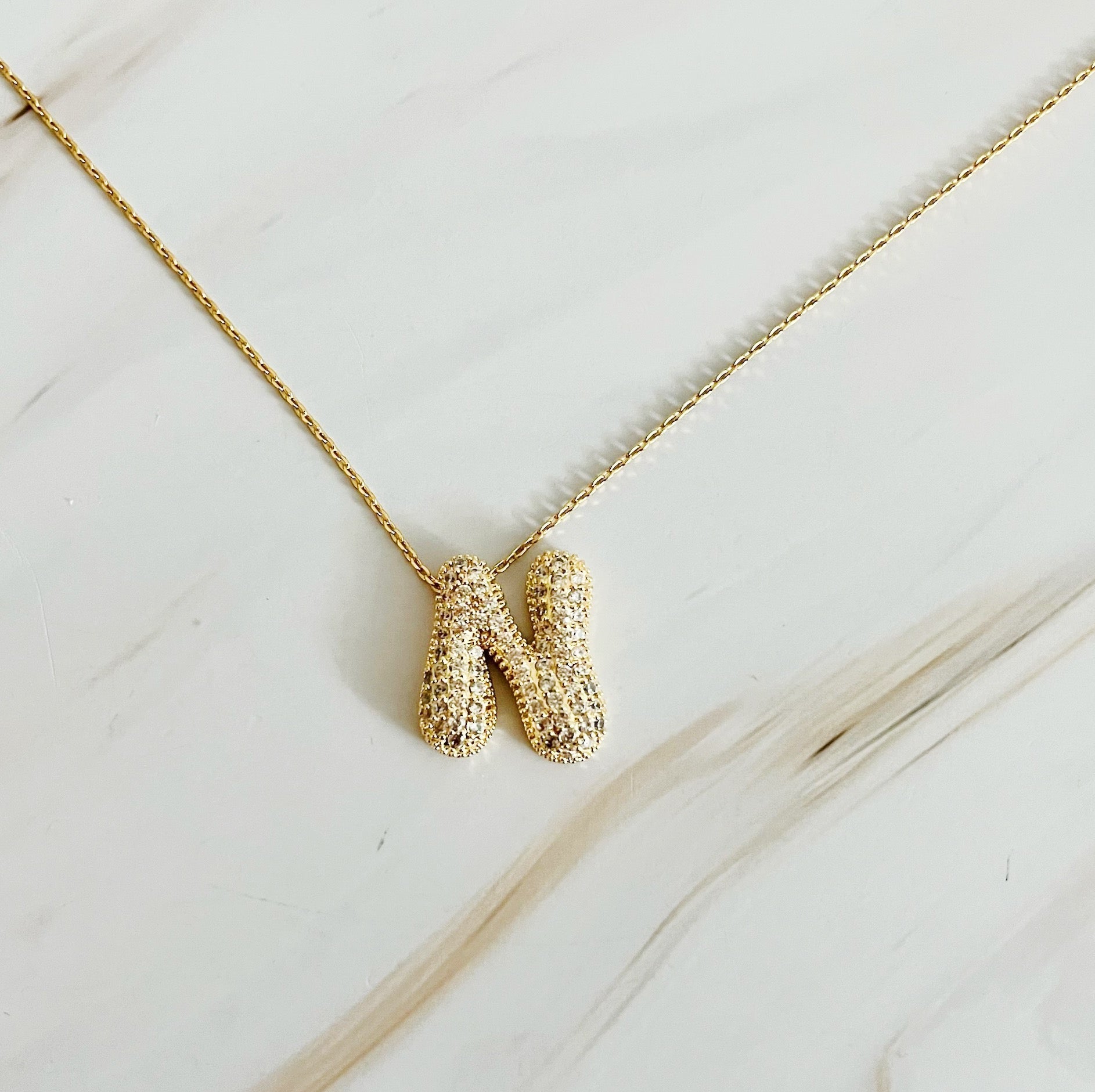 Crystal Bubble Initial Necklace - Ever Trendy Essentials