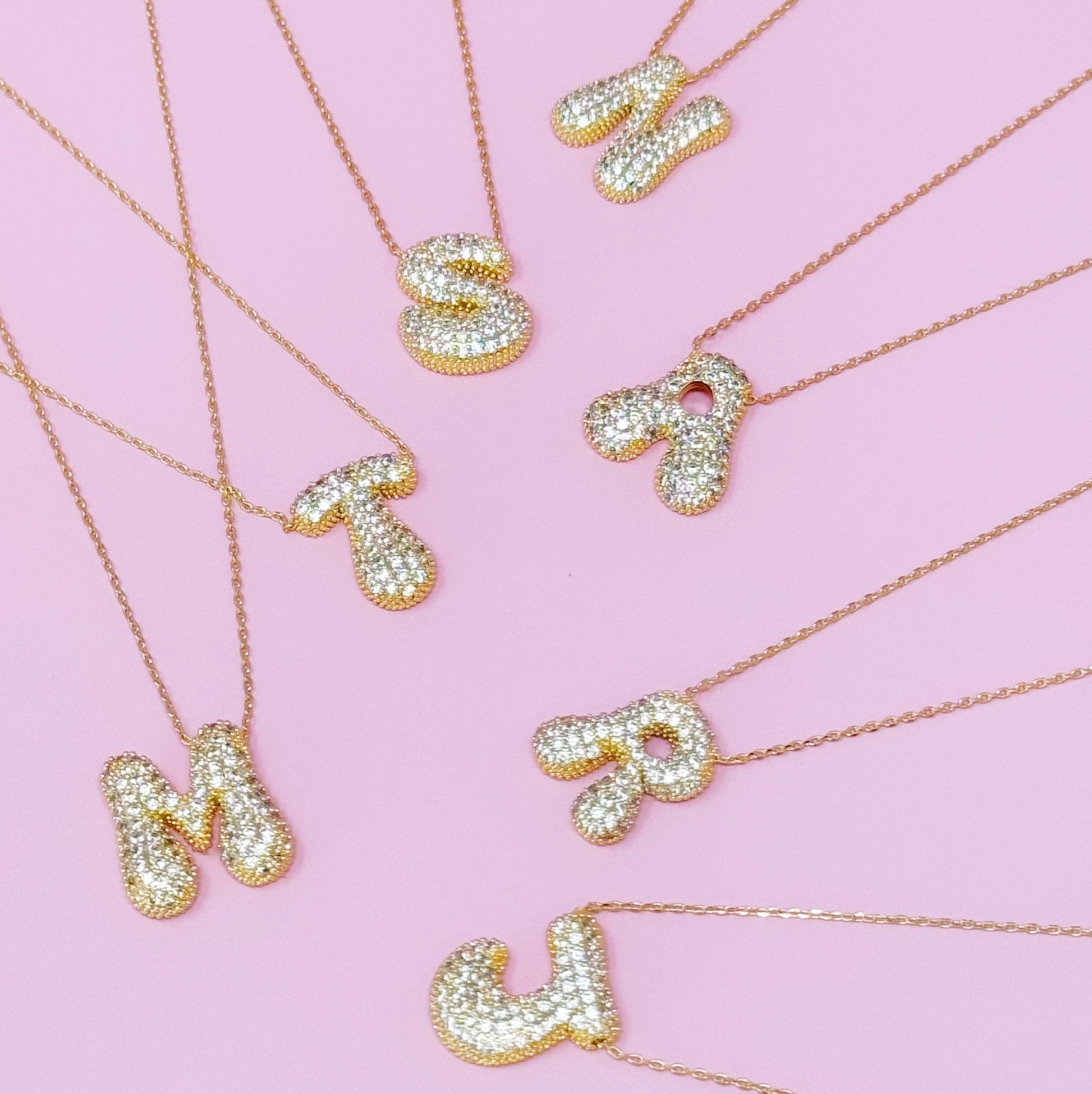 Crystal Bubble Initial Necklace - Ever Trendy Essentials