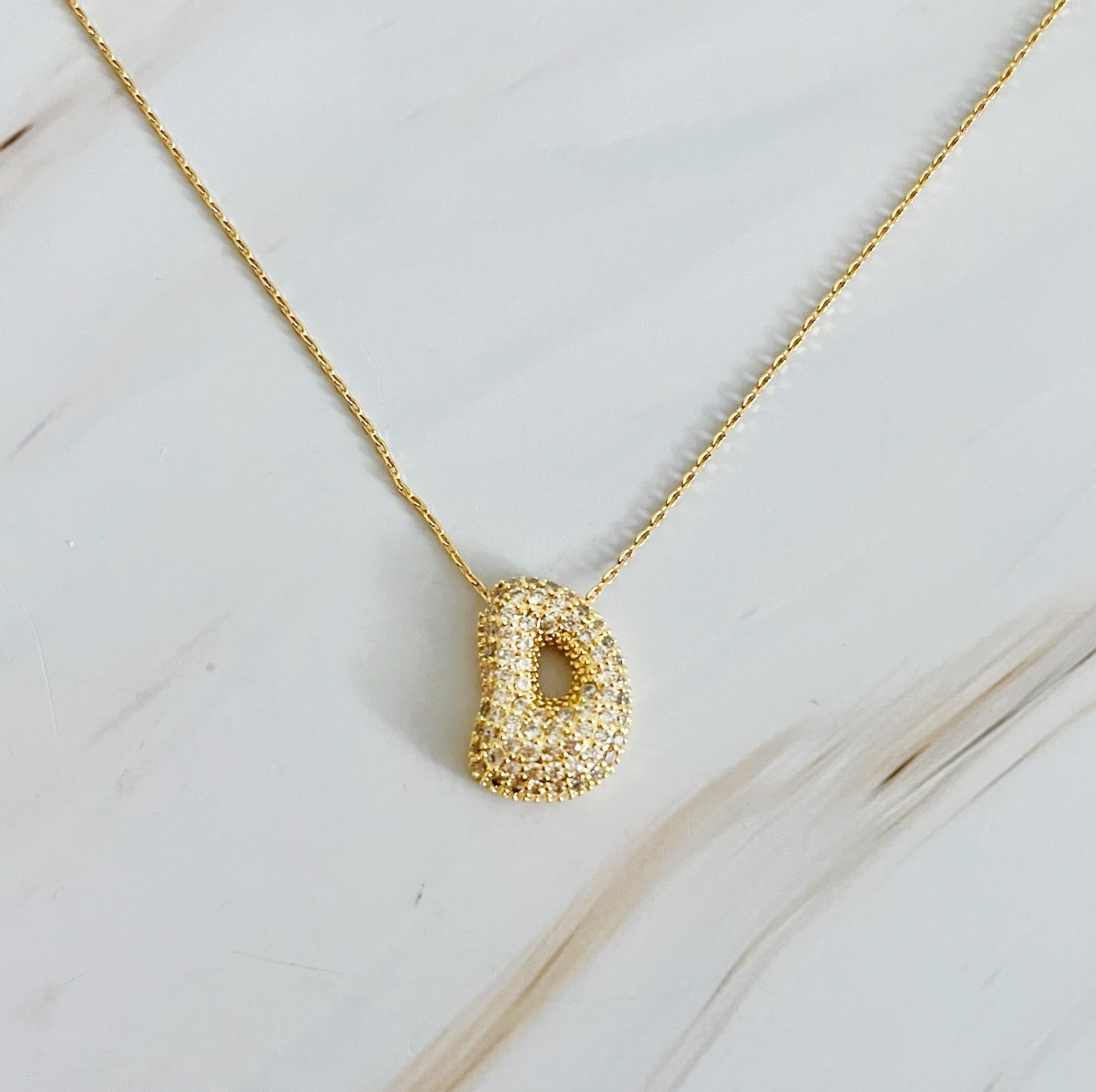 Crystal Bubble Initial Necklace - Ever Trendy Essentials