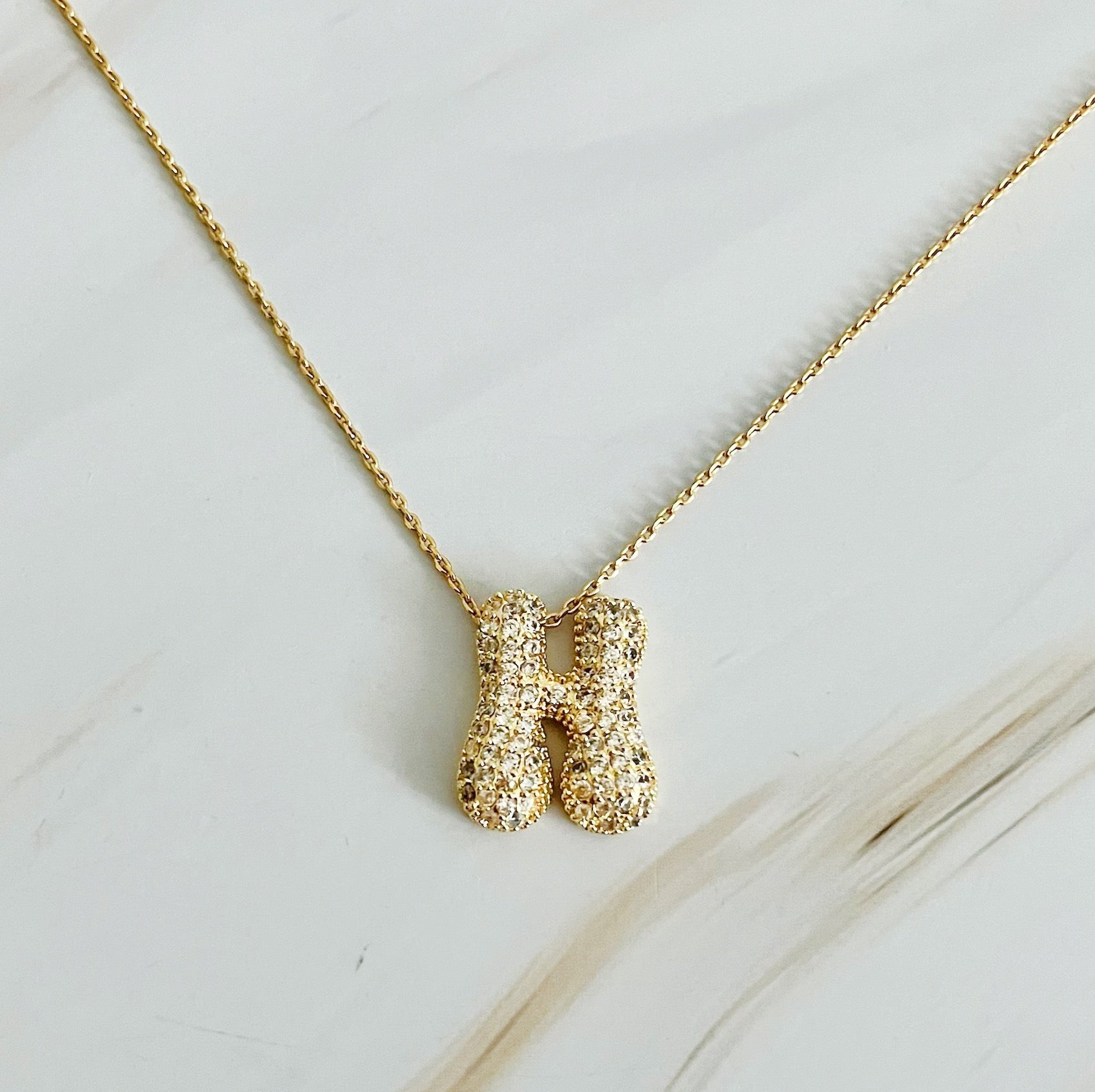 Crystal Bubble Initial Necklace - Ever Trendy Essentials