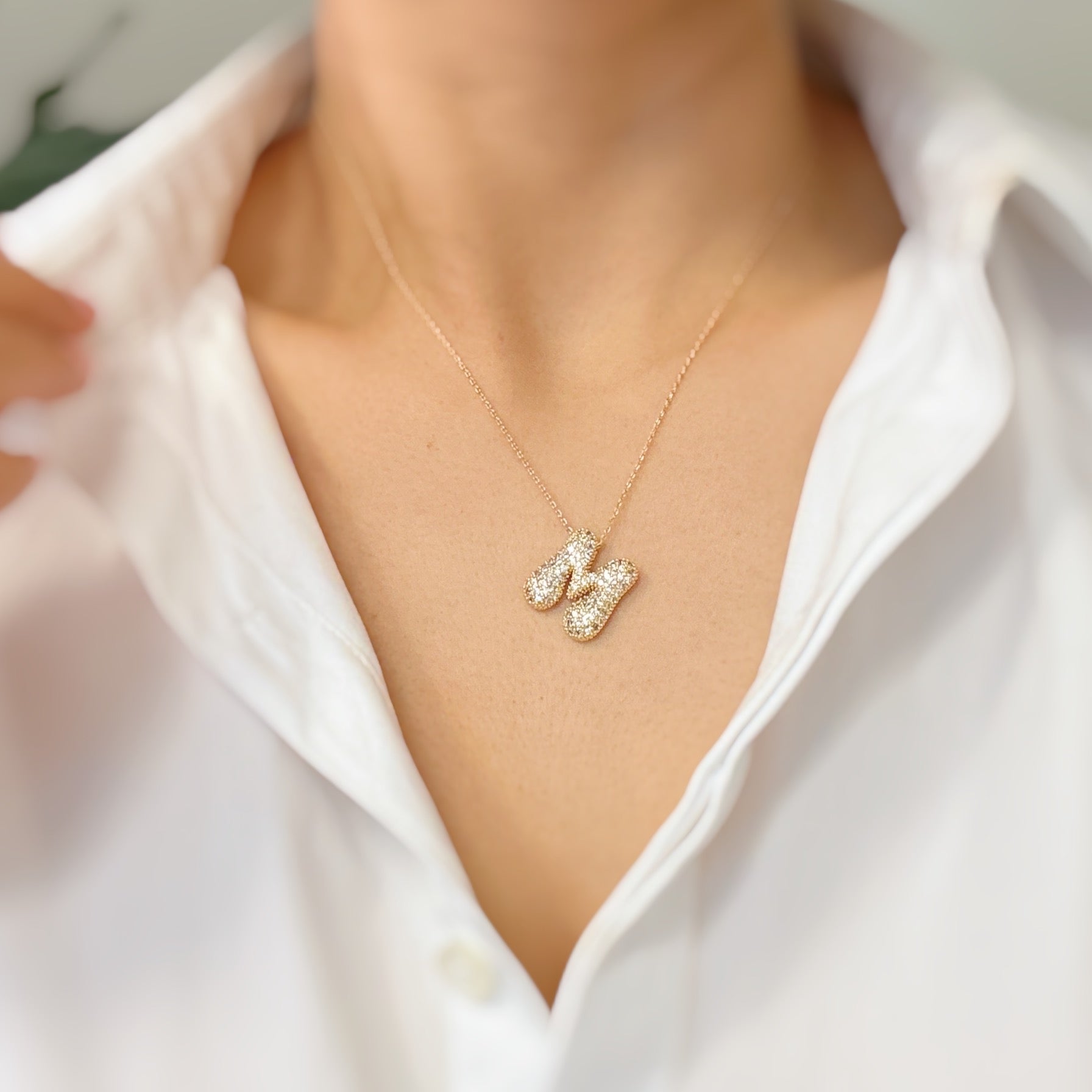Crystal Bubble Initial Necklace - Ever Trendy Essentials