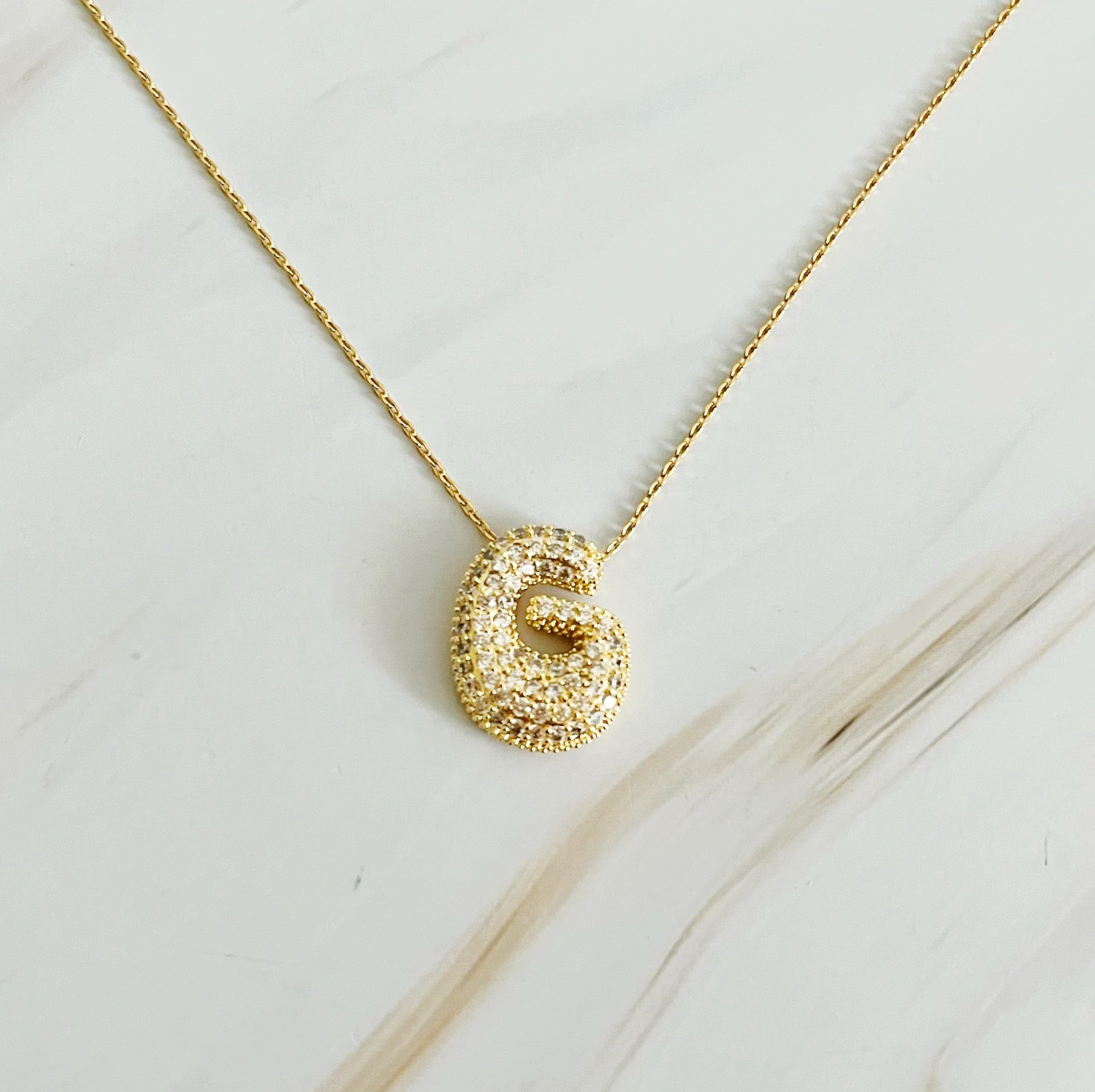 Crystal Bubble Initial Necklace - Ever Trendy Essentials