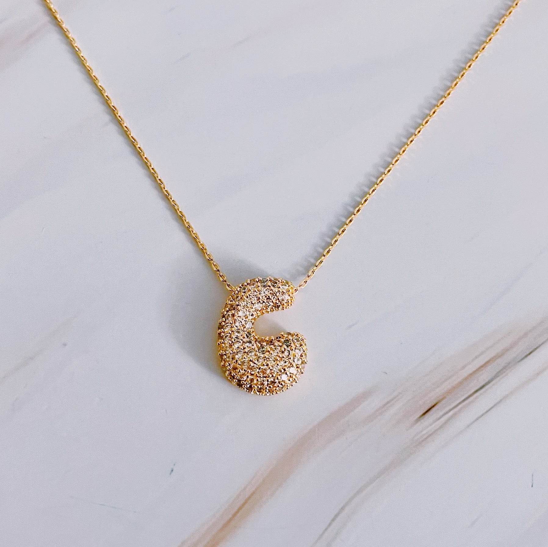 Crystal Bubble Initial Necklace - Ever Trendy Essentials