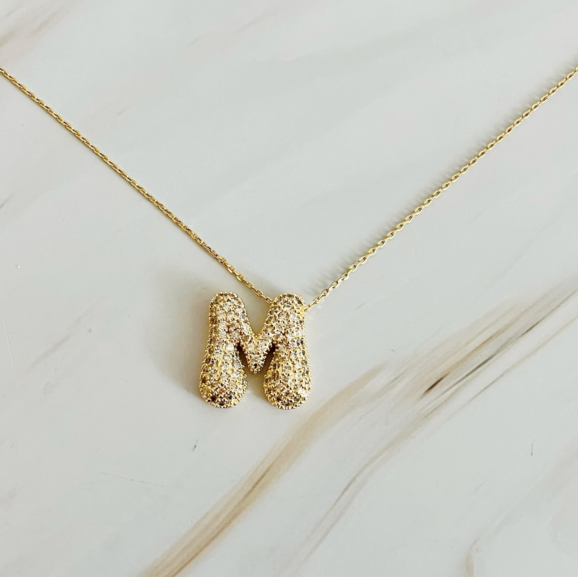 Crystal Bubble Initial Necklace - Ever Trendy Essentials