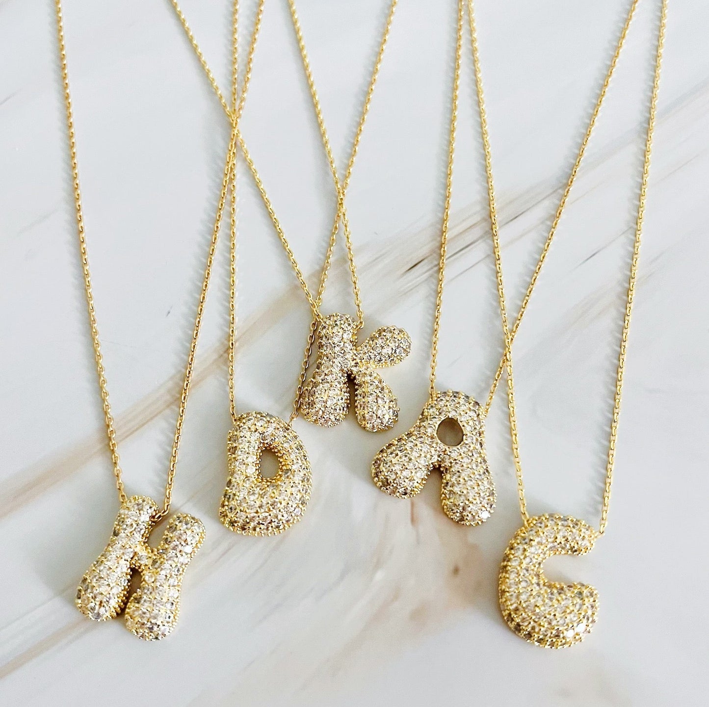 Crystal Bubble Initial Necklace - Ever Trendy Essentials