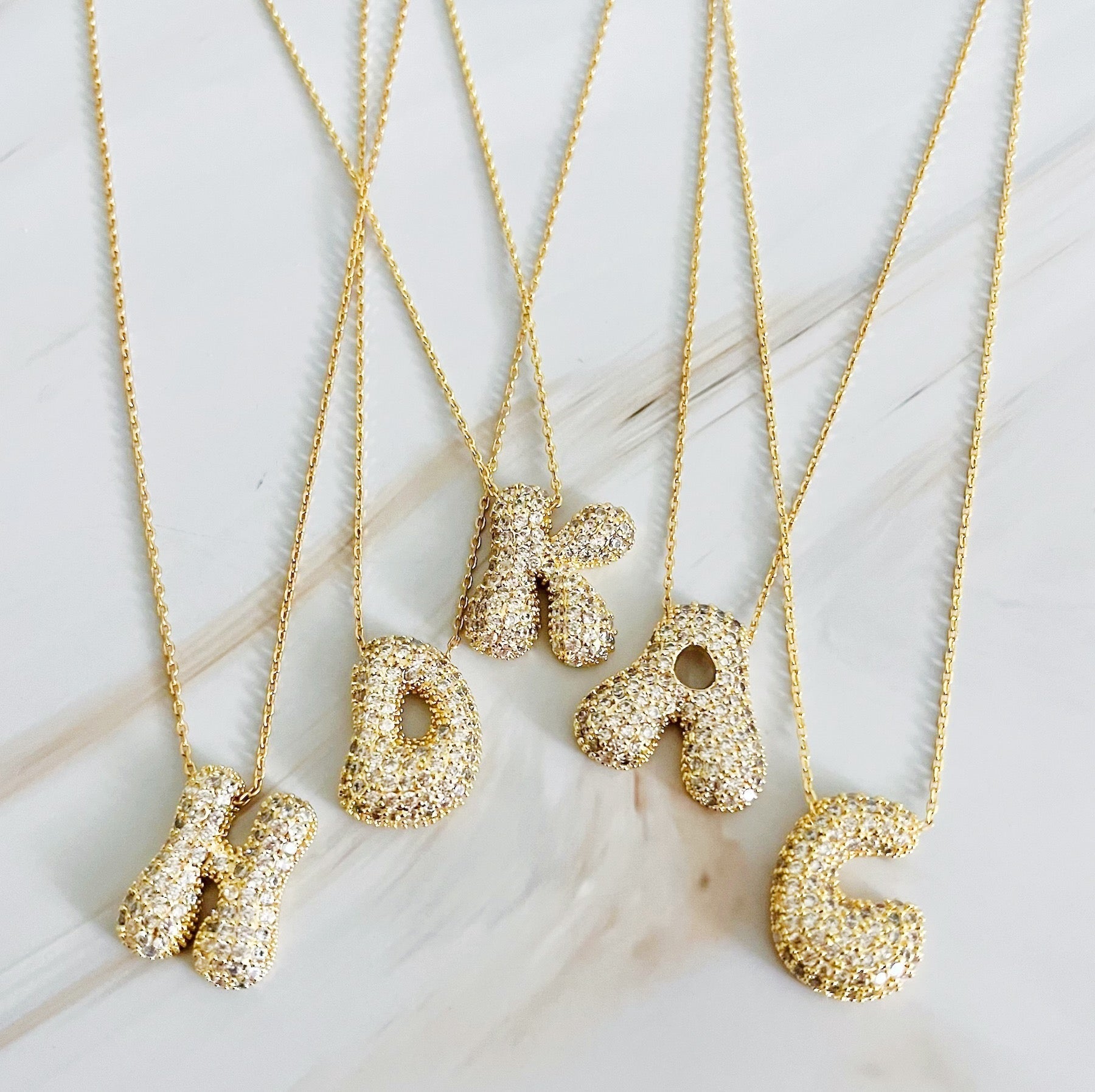 Crystal Bubble Initial Necklace - Ever Trendy Essentials