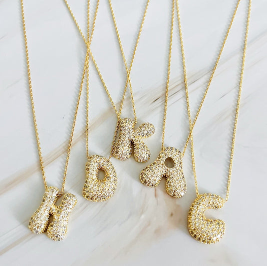 Crystal Bubble Initial Necklace - Ever Trendy Essentials