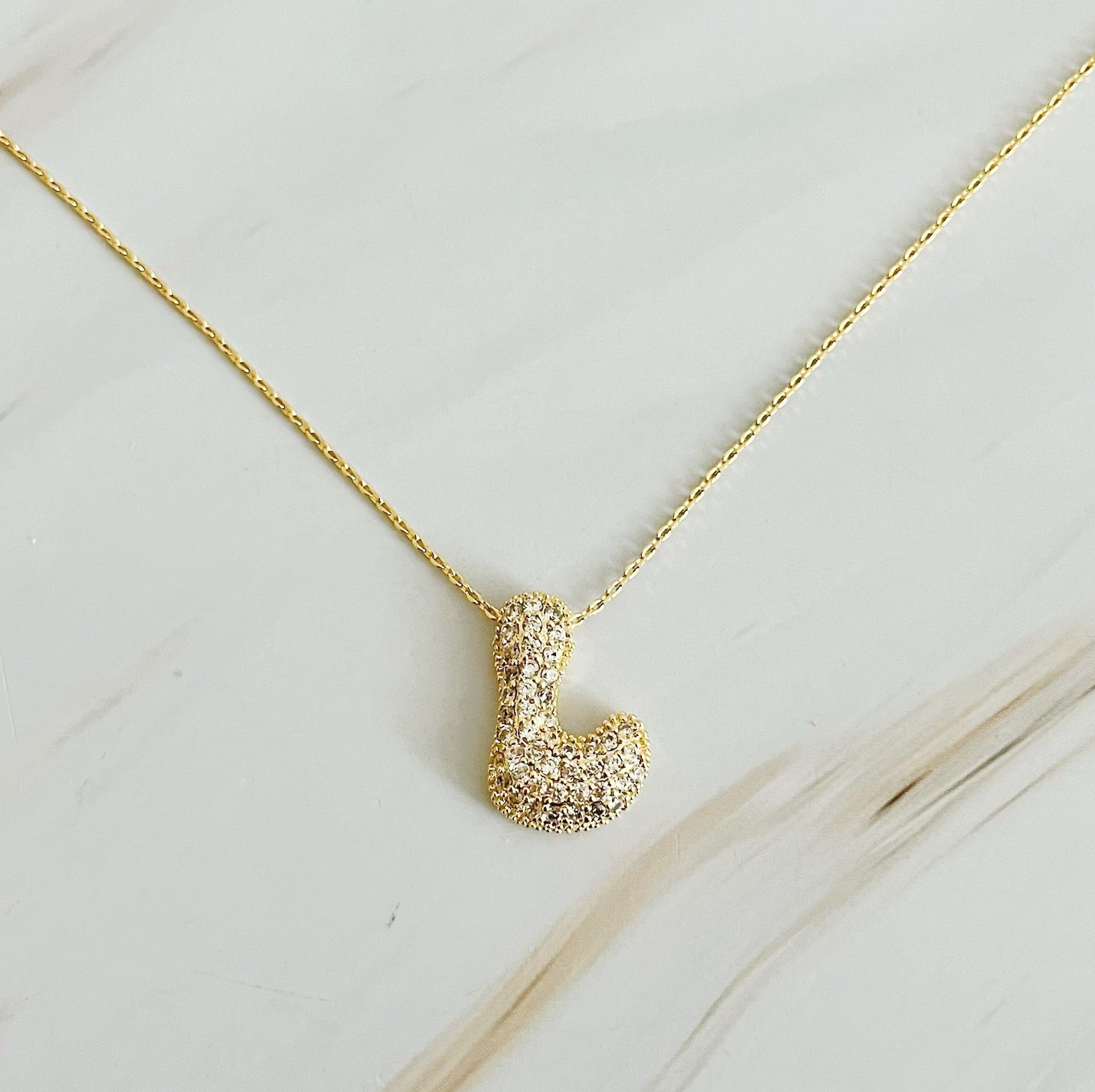 Crystal Bubble Initial Necklace - Ever Trendy Essentials