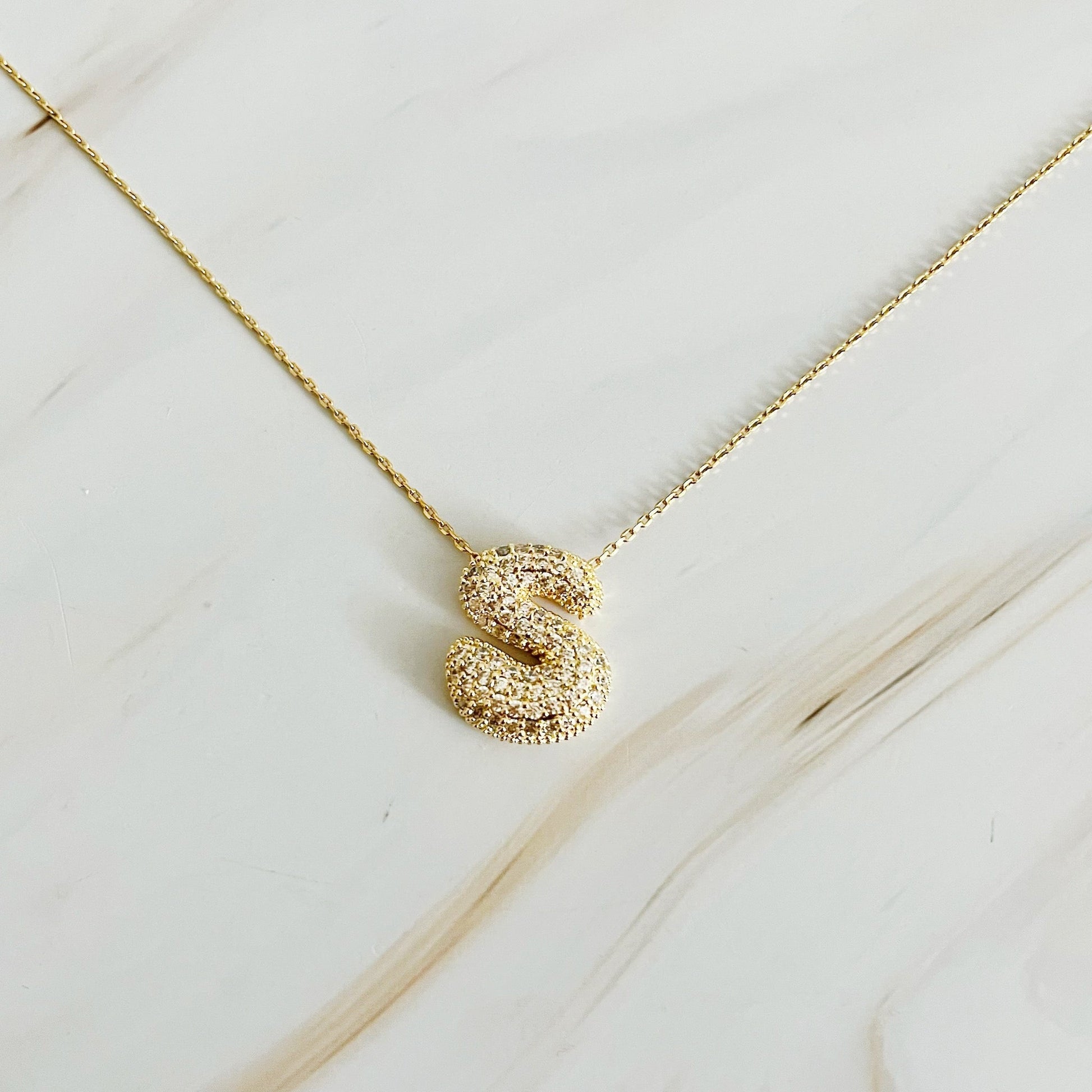 Crystal Bubble Initial Necklace - Ever Trendy Essentials