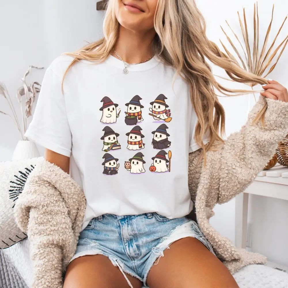 Cute Witch Ghosts Halloween Shirt – Kawaii Spooky Tee - Ever Trendy Essentials