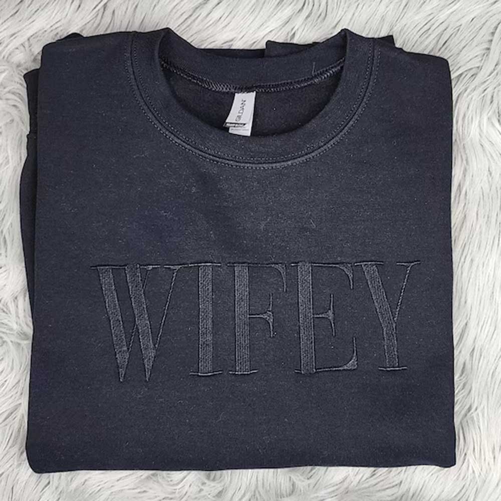 Embroidered Wifey Crewneck Sweatshirt - Ever Trendy Essentials