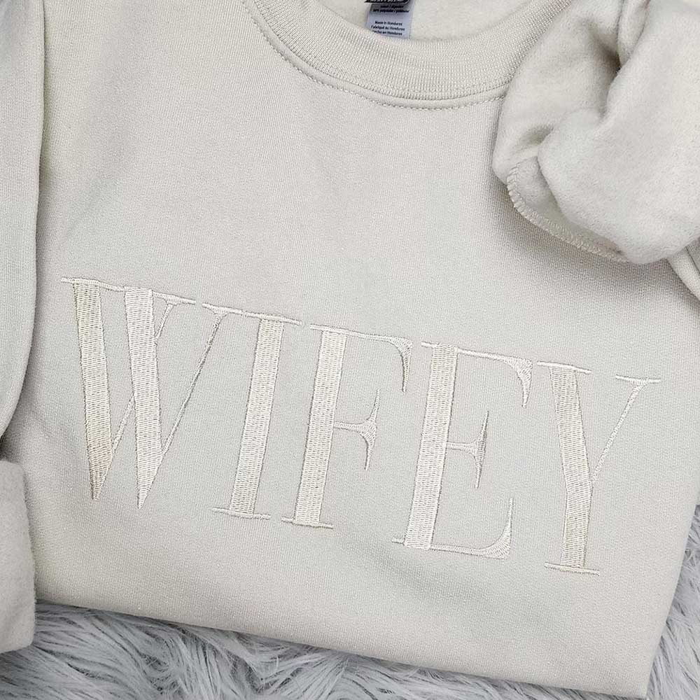 Embroidered Wifey Crewneck Sweatshirt - Ever Trendy Essentials