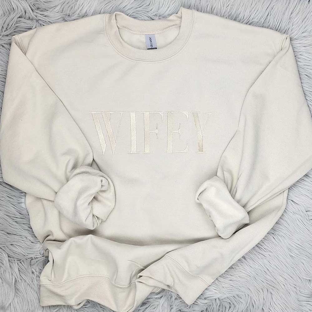 Embroidered Wifey Crewneck Sweatshirt - Ever Trendy Essentials