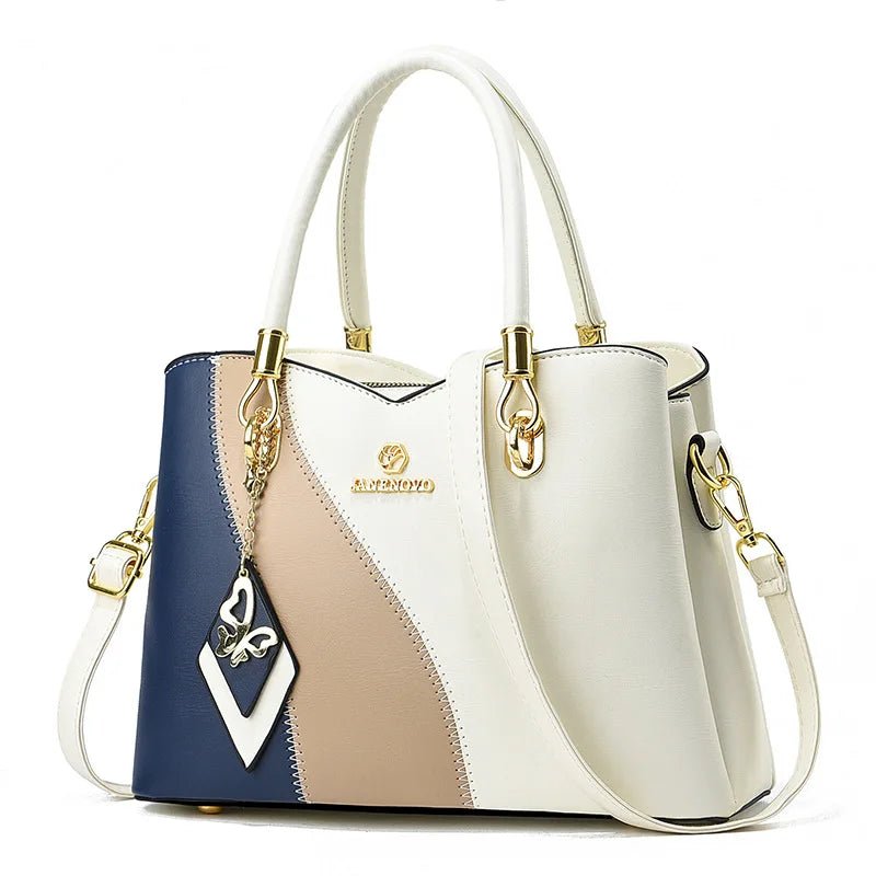 Fashion Contrasting Handbag | Large Capacity Temperament Elegant Mother Bag & Middle - Aged Shoulder Bag - Ever Trendy Essentials