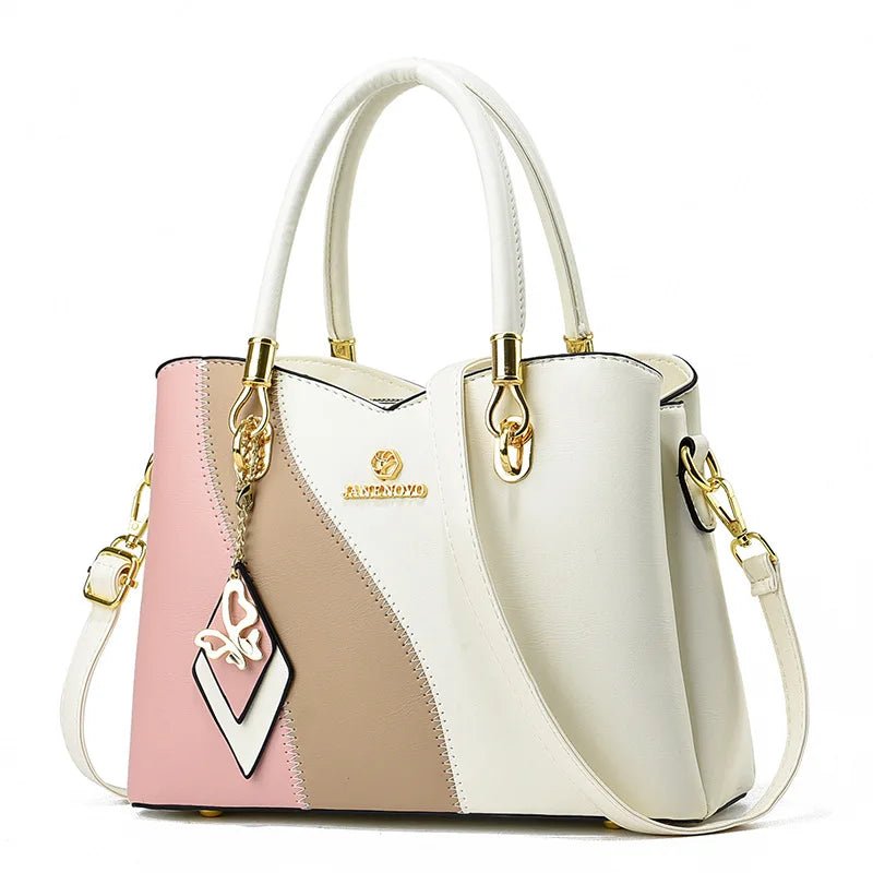 Fashion Contrasting Handbag | Large Capacity Temperament Elegant Mother Bag & Middle - Aged Shoulder Bag - Ever Trendy Essentials