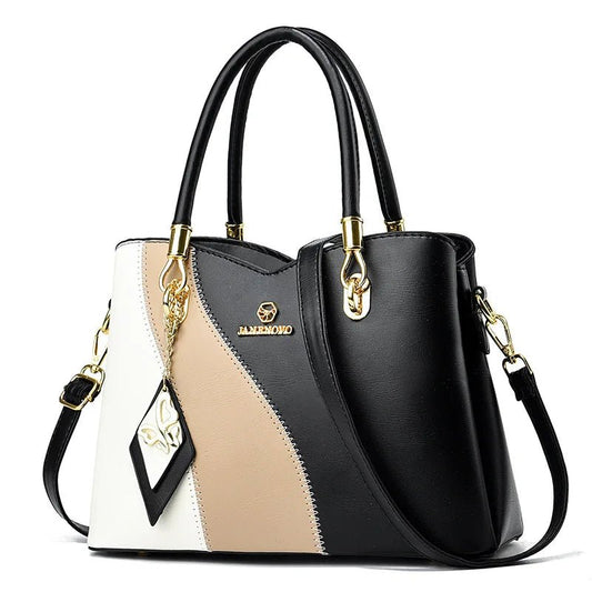 Fashion Contrasting Handbag | Large Capacity Temperament Elegant Mother Bag & Middle - Aged Shoulder Bag - Ever Trendy Essentials