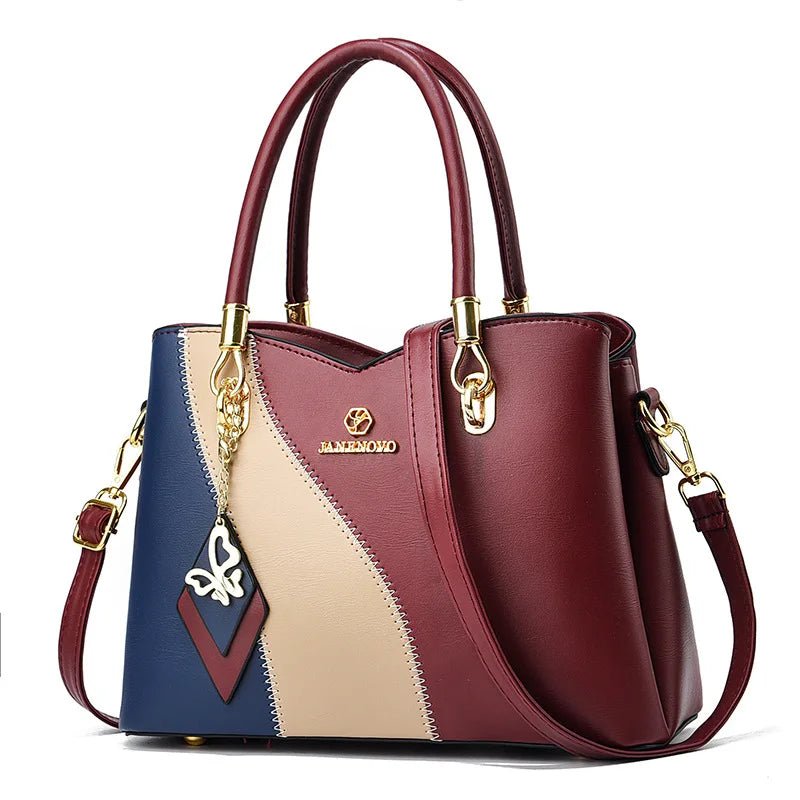 Fashion Contrasting Handbag | Large Capacity Temperament Elegant Mother Bag & Middle - Aged Shoulder Bag - Ever Trendy Essentials