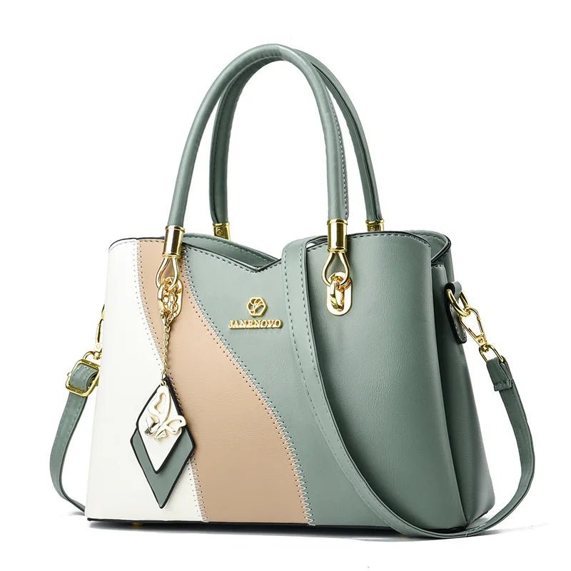 Fashion Contrasting Handbag | Large Capacity Temperament Elegant Mother Bag & Middle - Aged Shoulder Bag - Ever Trendy Essentials