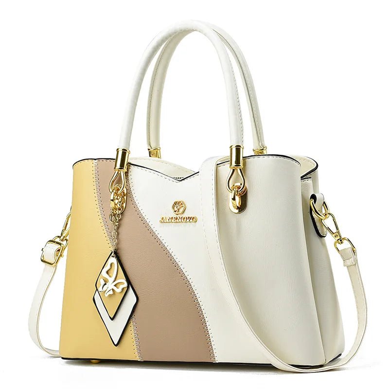 Fashion Contrasting Handbag | Large Capacity Temperament Elegant Mother Bag & Middle - Aged Shoulder Bag - Ever Trendy Essentials